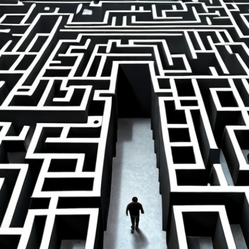 Home 4 **
* Prompt: A person struggling in a digital maze, overwhelmed by search results. Emphasize the feeling of being lost and the need for better search tools.
**