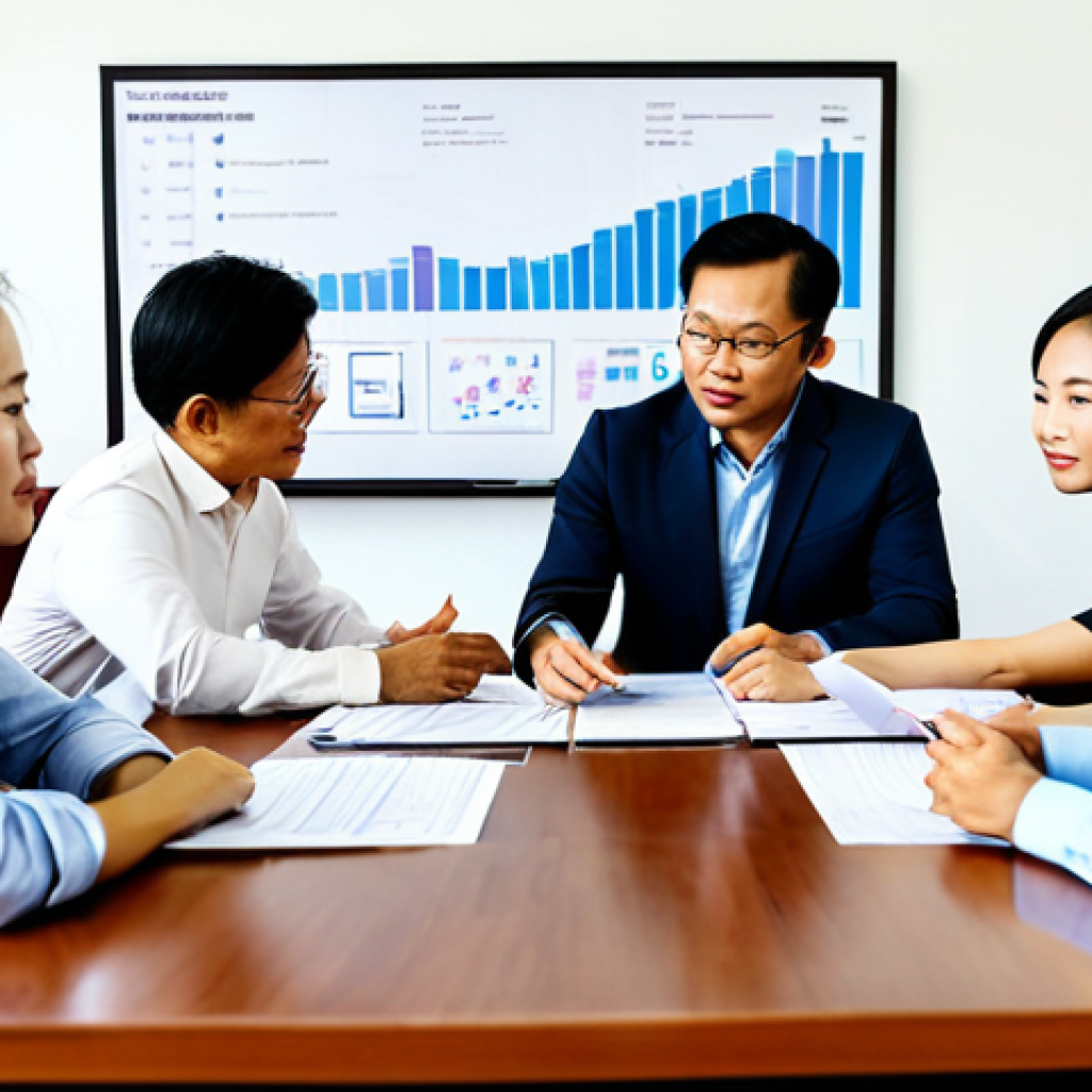 **

"A team meeting in a modern office in Ho Chi Minh City, Vietnam. Diverse professionals are collaborating around a table, looking at charts and graphs. Focus on teamwork and positive energy. Everyone is fully clothed in appropriate business attire. Safe for work, appropriate content, professional, modest, family-friendly, perfect anatomy, natural proportions, high quality."

**