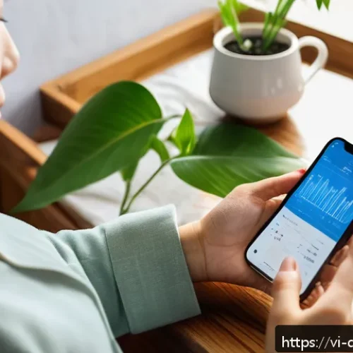 디지털 페인 관리에 적합한 소프트웨어 - A modern Vietnamese woman in her 30s using a sleek smartphone app to track her chronic pain at home,...